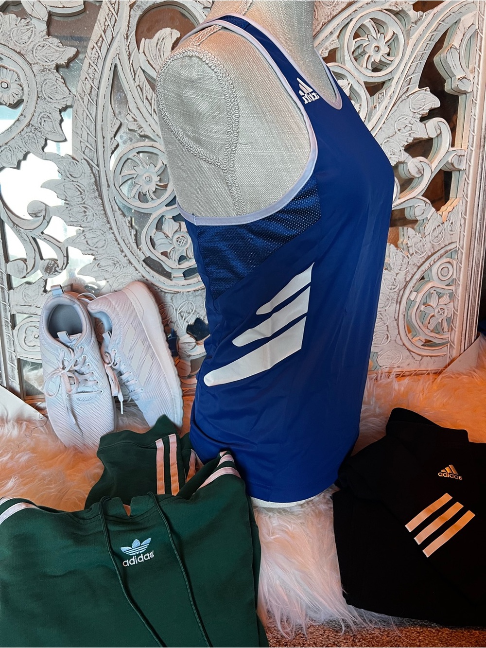 adidas Royal Blue and White Athletic Tank